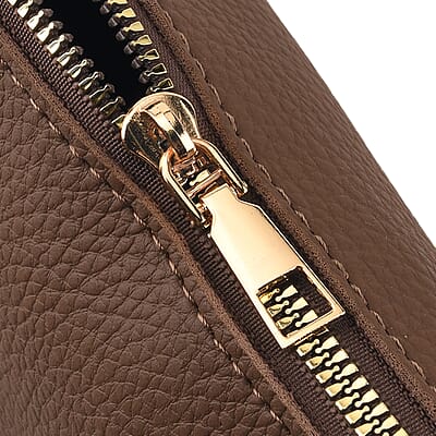 Coffee Genuine Leather Bag and Set of Phone Bag