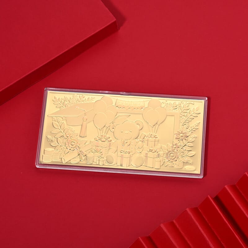 24K Gold Rainbow Effect Graduation Celebration 2026 Embossed Sheet (155x75mm) 100mg