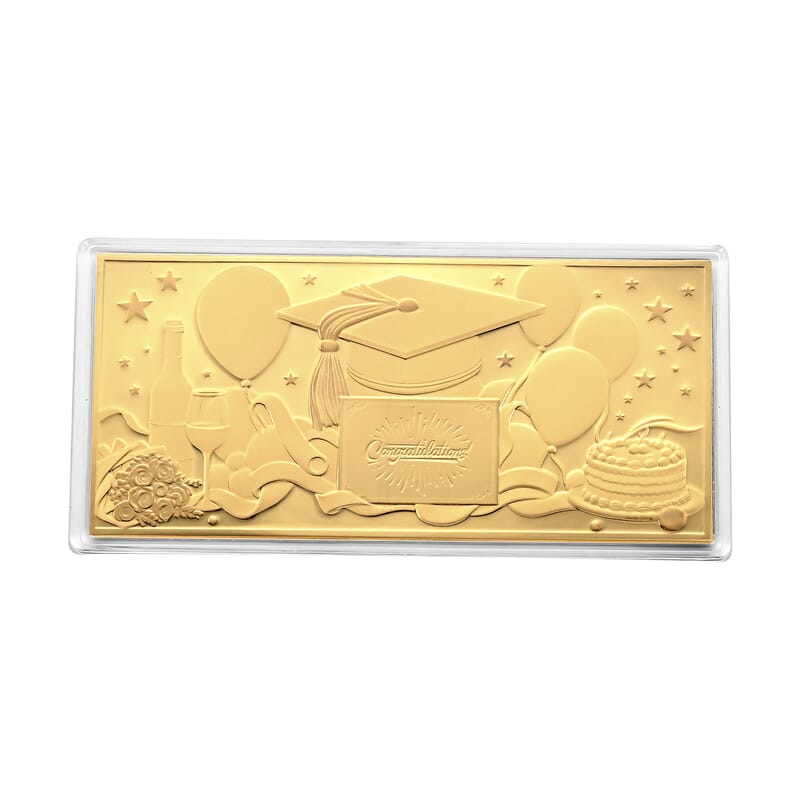24K Gold Rainbow Effect Dreams Achieved, Futures Begin Collectible Embossed Sheet (155x75mm) 100mg