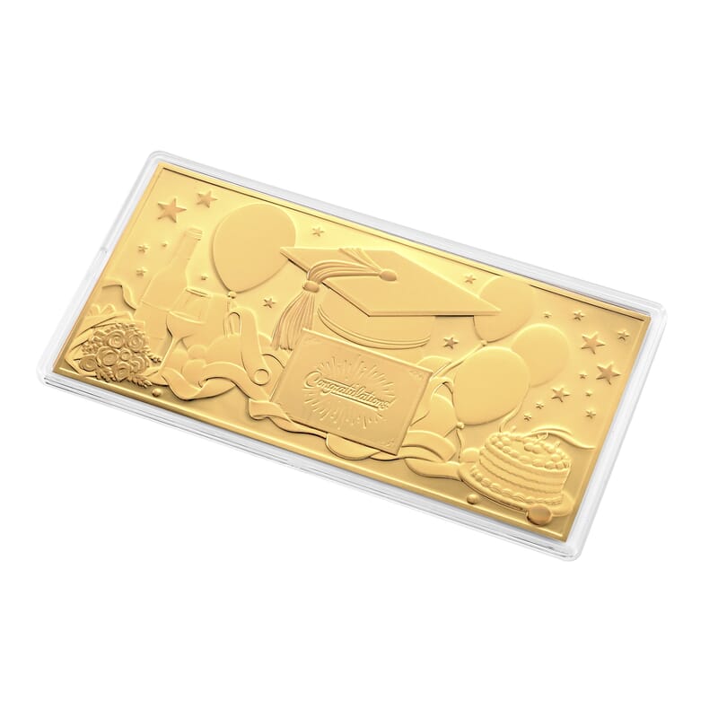 24K Gold Rainbow Effect Dreams Achieved, Futures Begin Collectible Embossed Sheet (155x75mm) 100mg