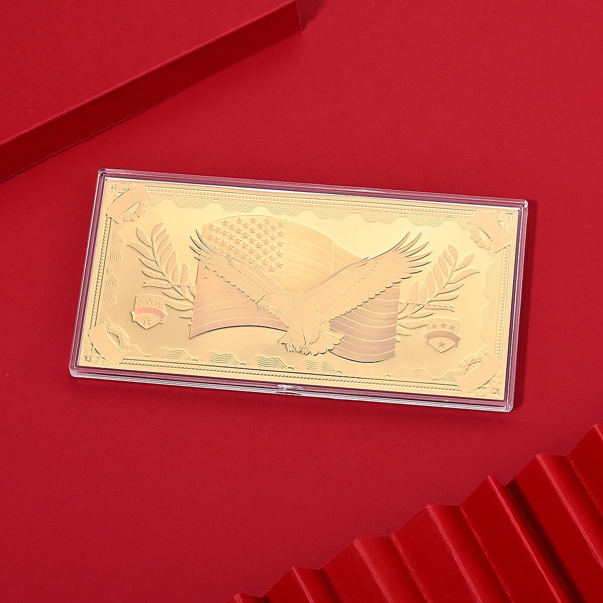 24K Gold Soaring Eagle &ndash; United States Flag Embossed Sheet (155x75mm) 100mg image number 1
