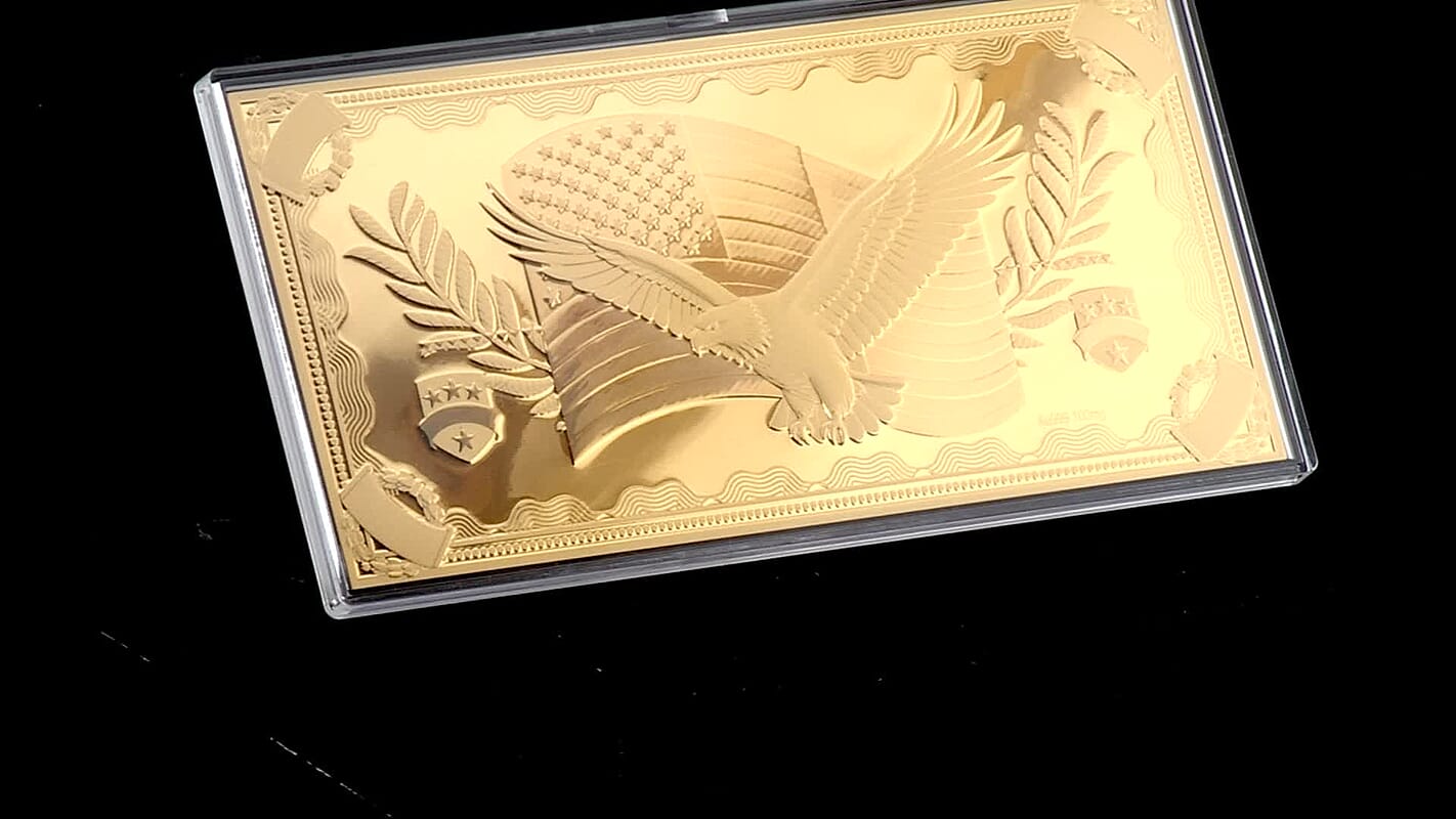 24K Gold Soaring Eagle – Spirit of Freedom Embossed Sheet (155x75mm) 10mg