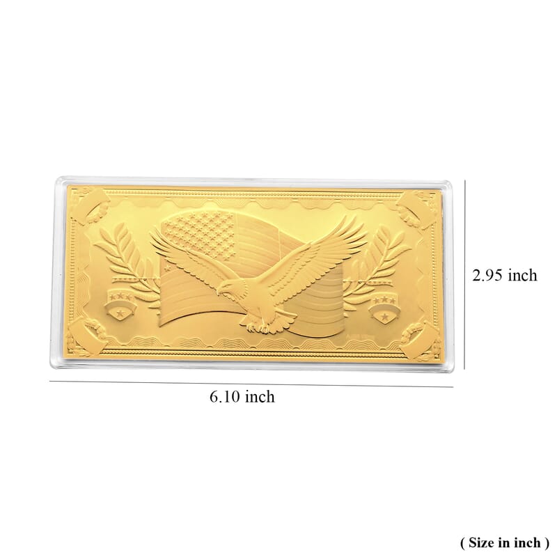 24K Gold Rainbow Effect Soaring Eagle – United States Flag Embossed Sheet (155x75mm) 100mg