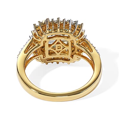 D'Joy AAA Turkizite and Moissanite 2.50 ctw Cathedral Frame Ring in 18K Vermeil Yellow Gold Over Sterling Silver (Size 6.0)