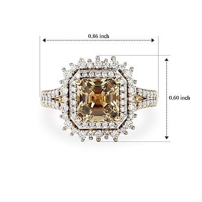 D'Joy AAA Turkizite and Moissanite 2.50 ctw Cathedral Frame Ring in 18K Vermeil Yellow Gold Over Sterling Silver (Size 6.0)