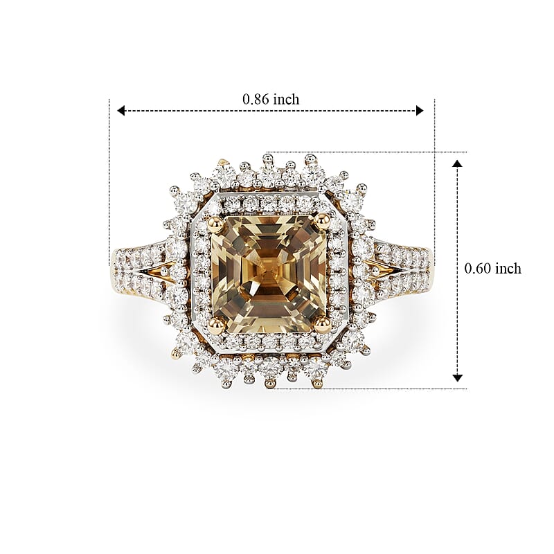 D'Joy AAA Turkizite and Moissanite 2.50 ctw Ring in 18K Vermeil Yellow Gold Over Sterling Silver (Size 6.0)
