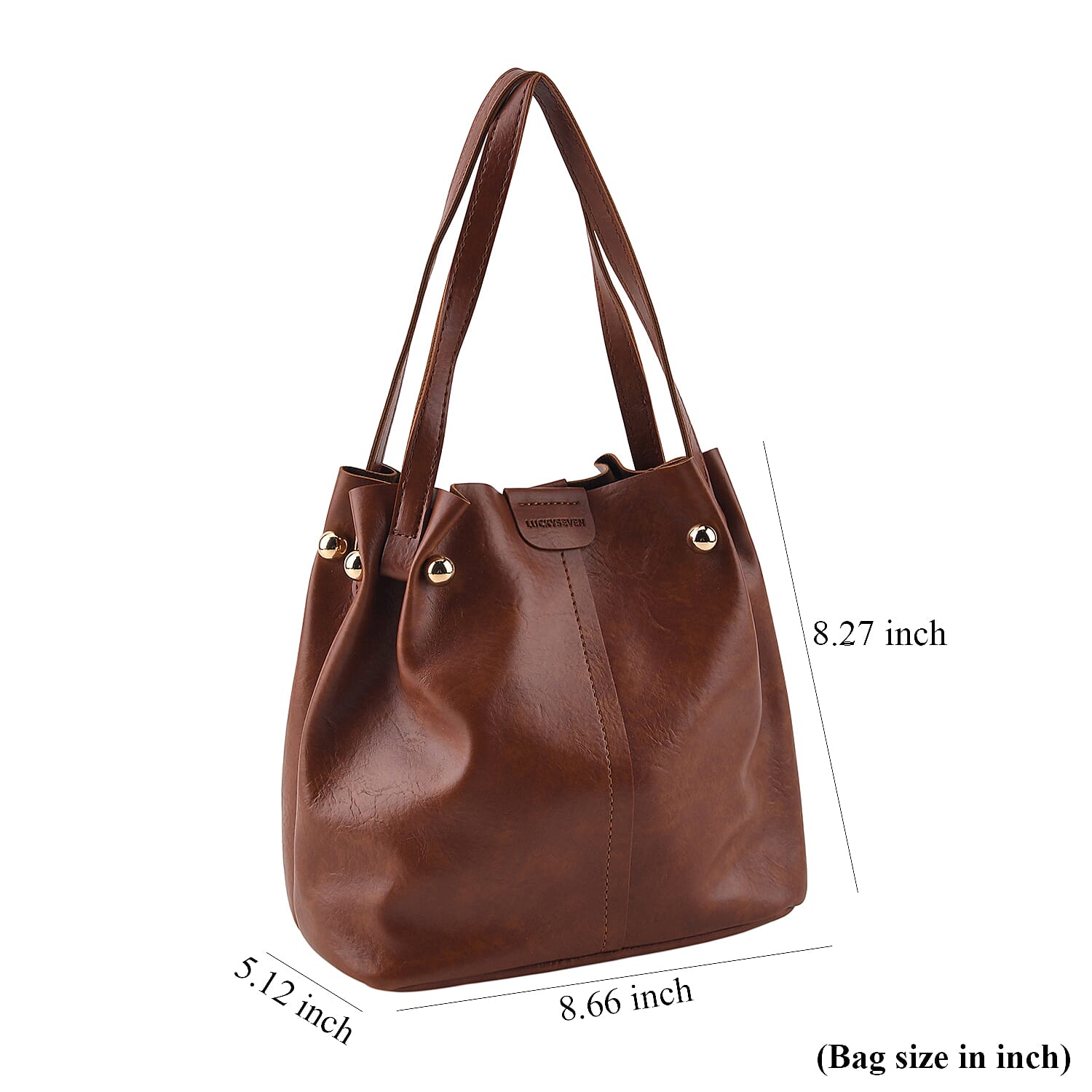 Dark Brown Faux Leather Bag with Woven Shoulder Strap