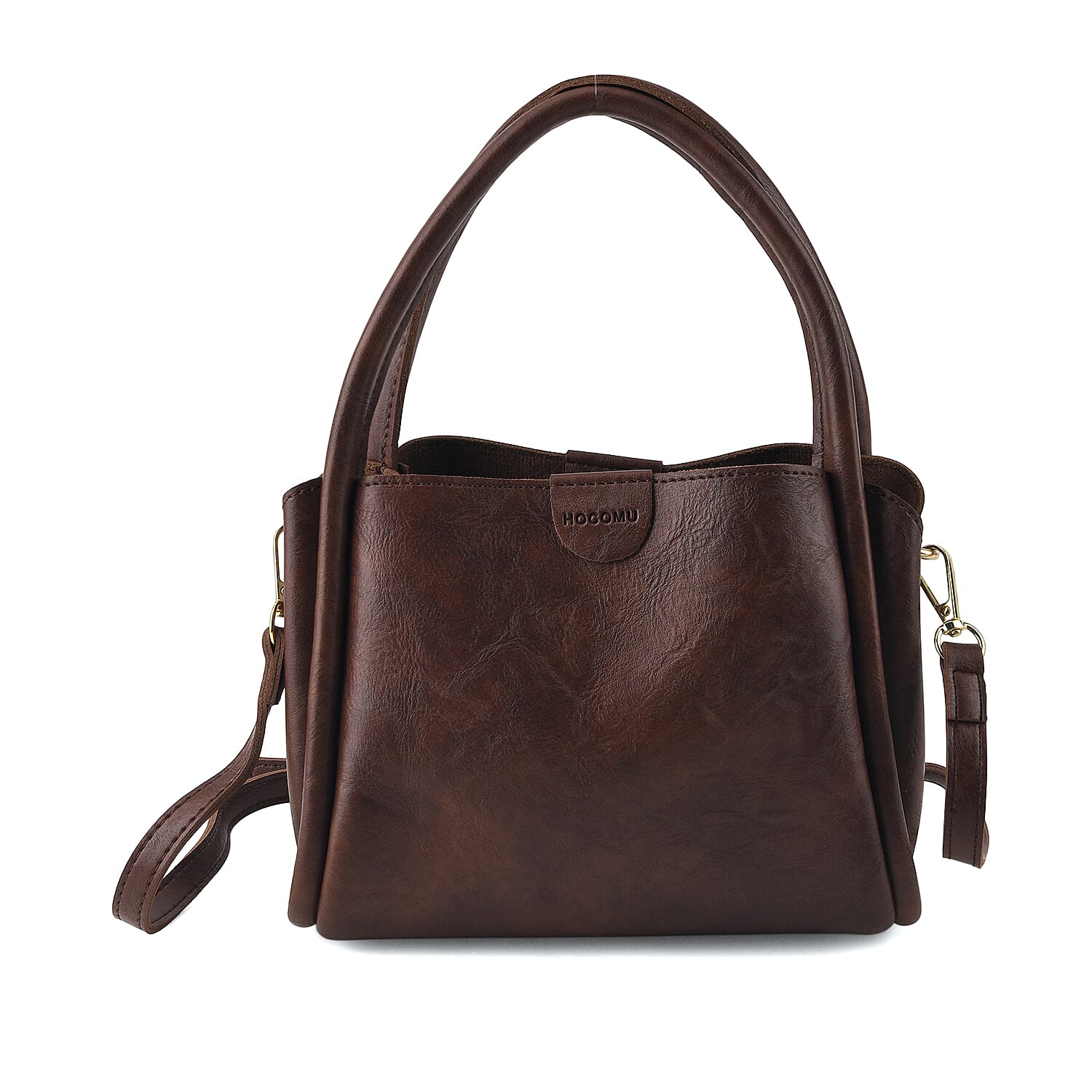 Coffee Genuine Leather Phone Bag