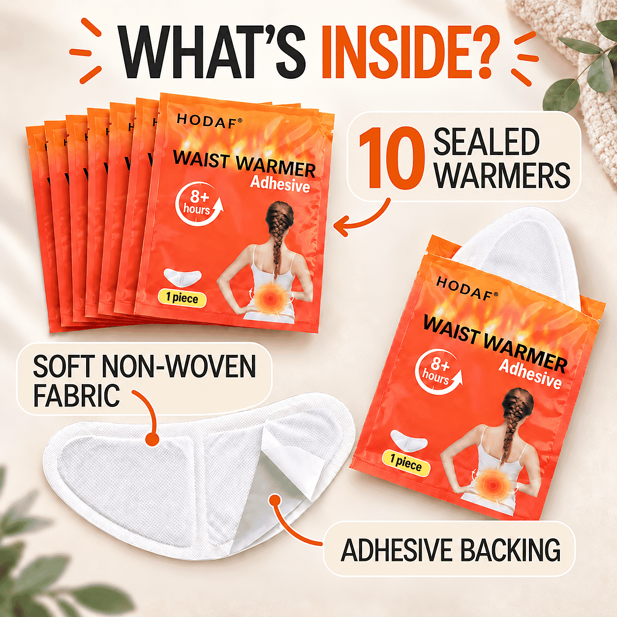Set of 10pcs White Waist Warm Patch