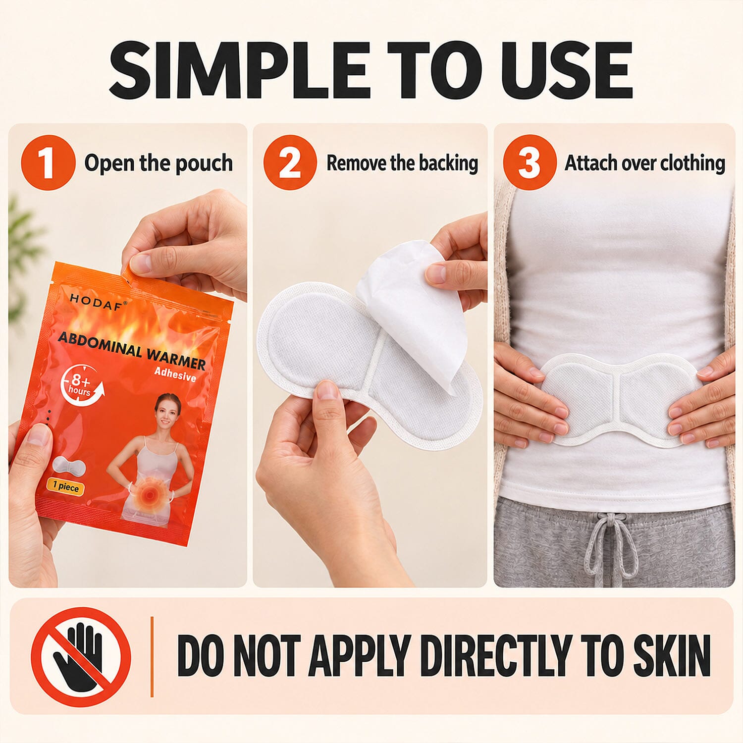 Set of 10pcs White Abdomen Warm Patch