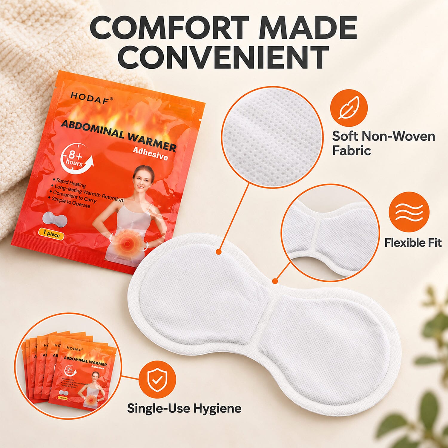 Set of 10pcs White Abdomen Warm Patch