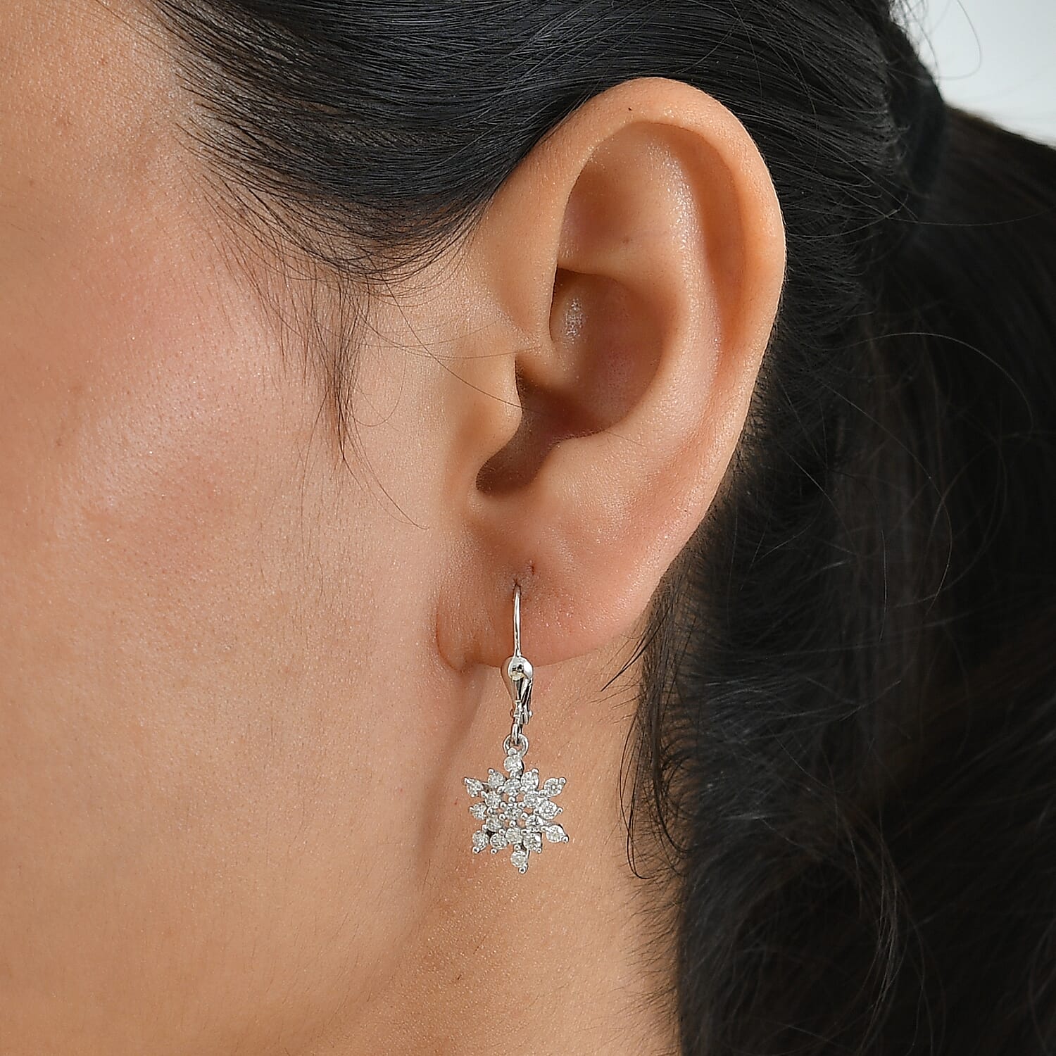 D'Joy Moissanite 0.75 ctw Earrings in Rhodium Over Sterling Silver