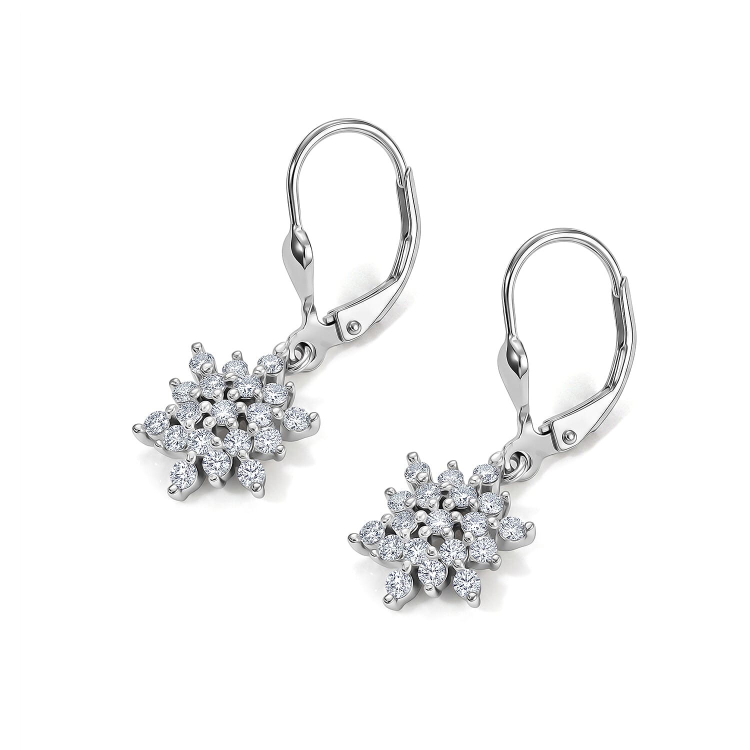D'Joy Moissanite 0.75 ctw Earrings in Rhodium Over Sterling Silver