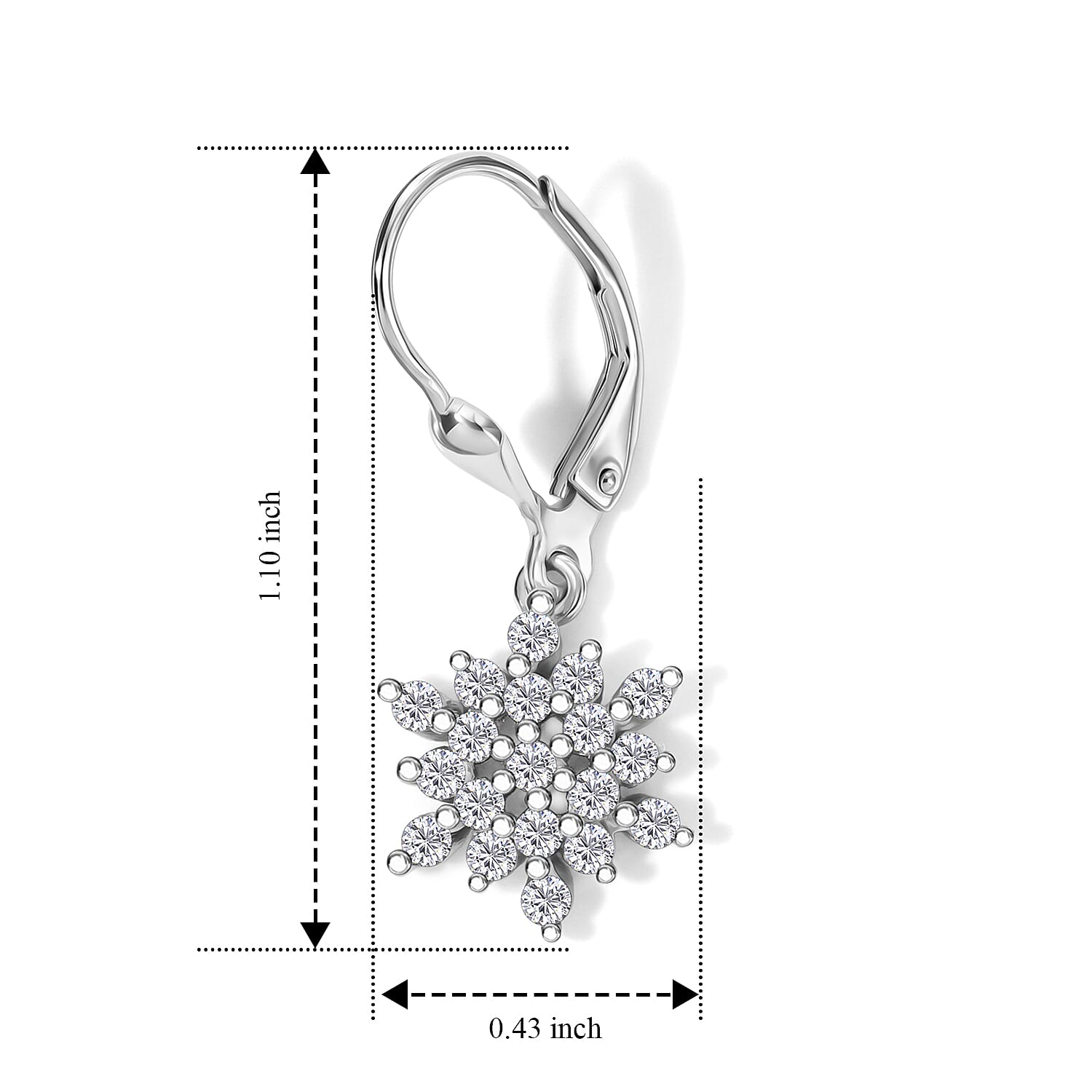 D'Joy Moissanite 0.75 ctw Earrings in Rhodium Over Sterling Silver