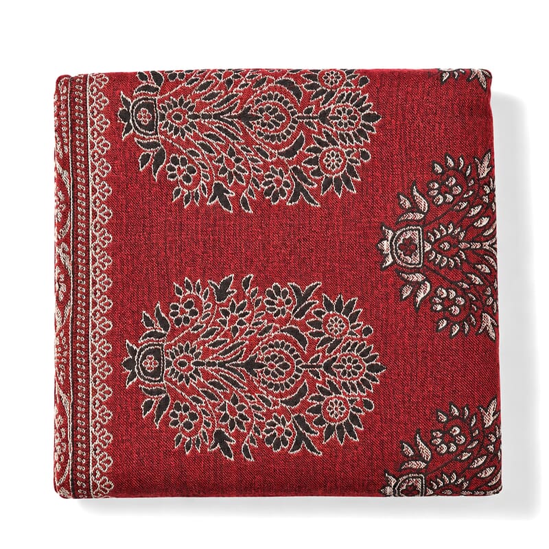 La Marey Signature Red Cashmere Woven Stole with Motifs