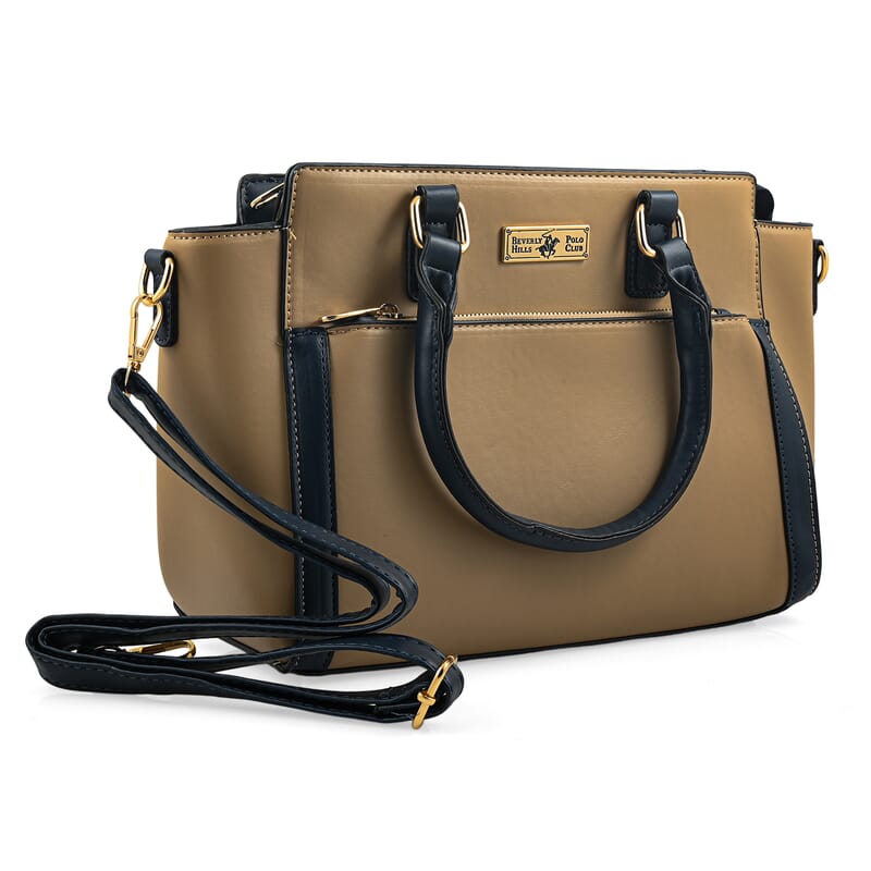 Closeout Beverly Hills Polo Club Tan Faux Leather Satchel