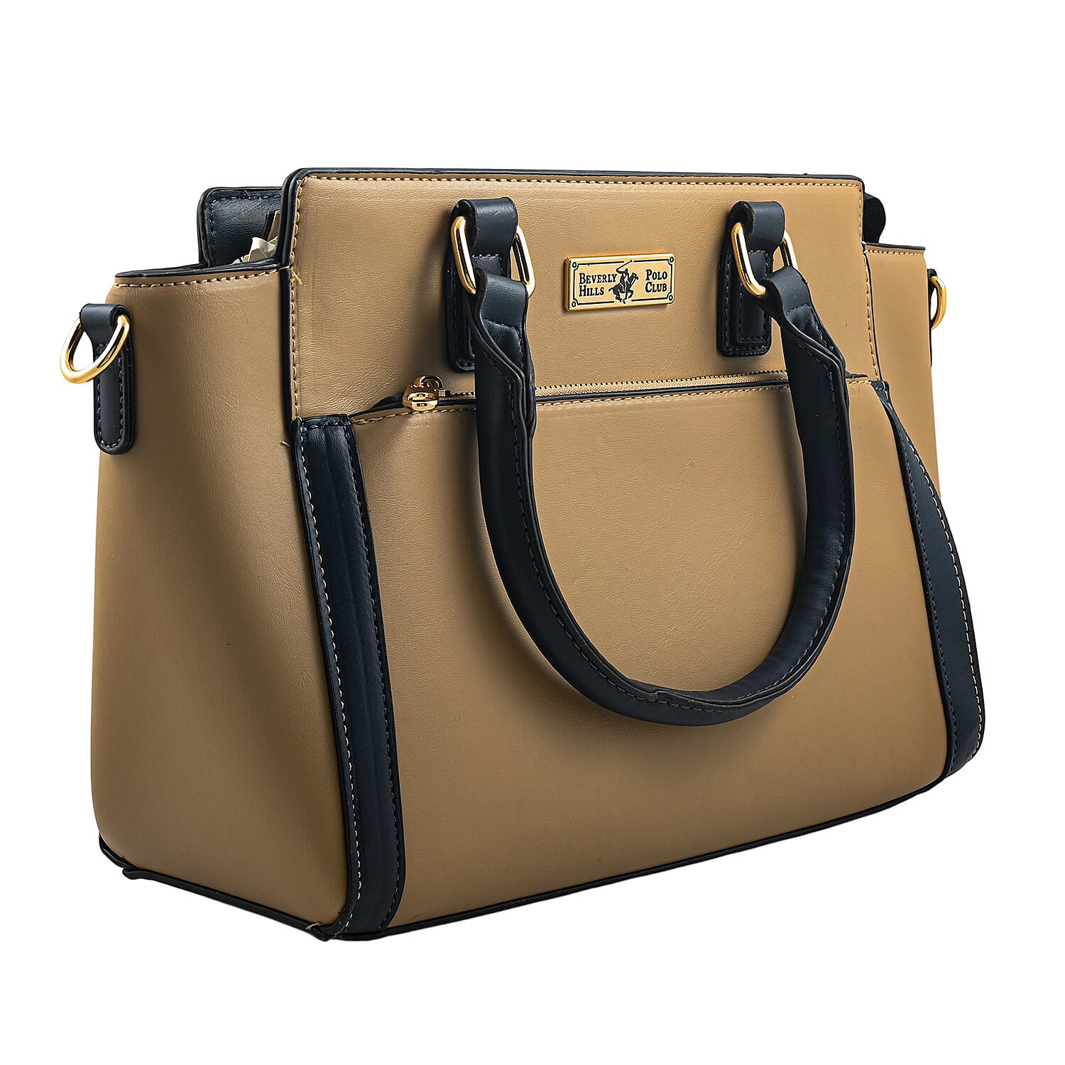 Closeout Beverly Hills Polo Club Tan Faux Leather Satchel