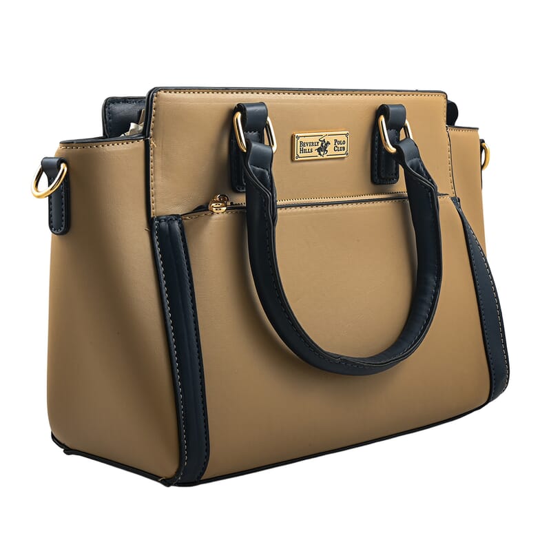 Closeout Beverly Hills Polo Club Tan Faux Leather Satchel