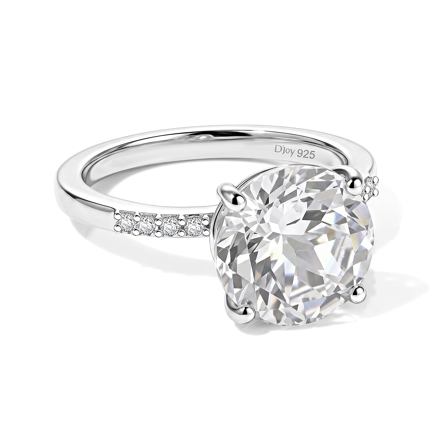 D'Joy White Topaz and White Zircon 4.35 ctw Ring in Rhodium Over Sterling Silver (Size 8.0)
