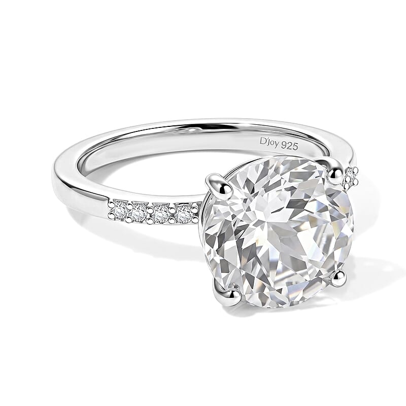 D'Joy White Topaz and White Zircon 4.35 ctw Ring in Rhodium Over Sterling Silver (Size 8.0)