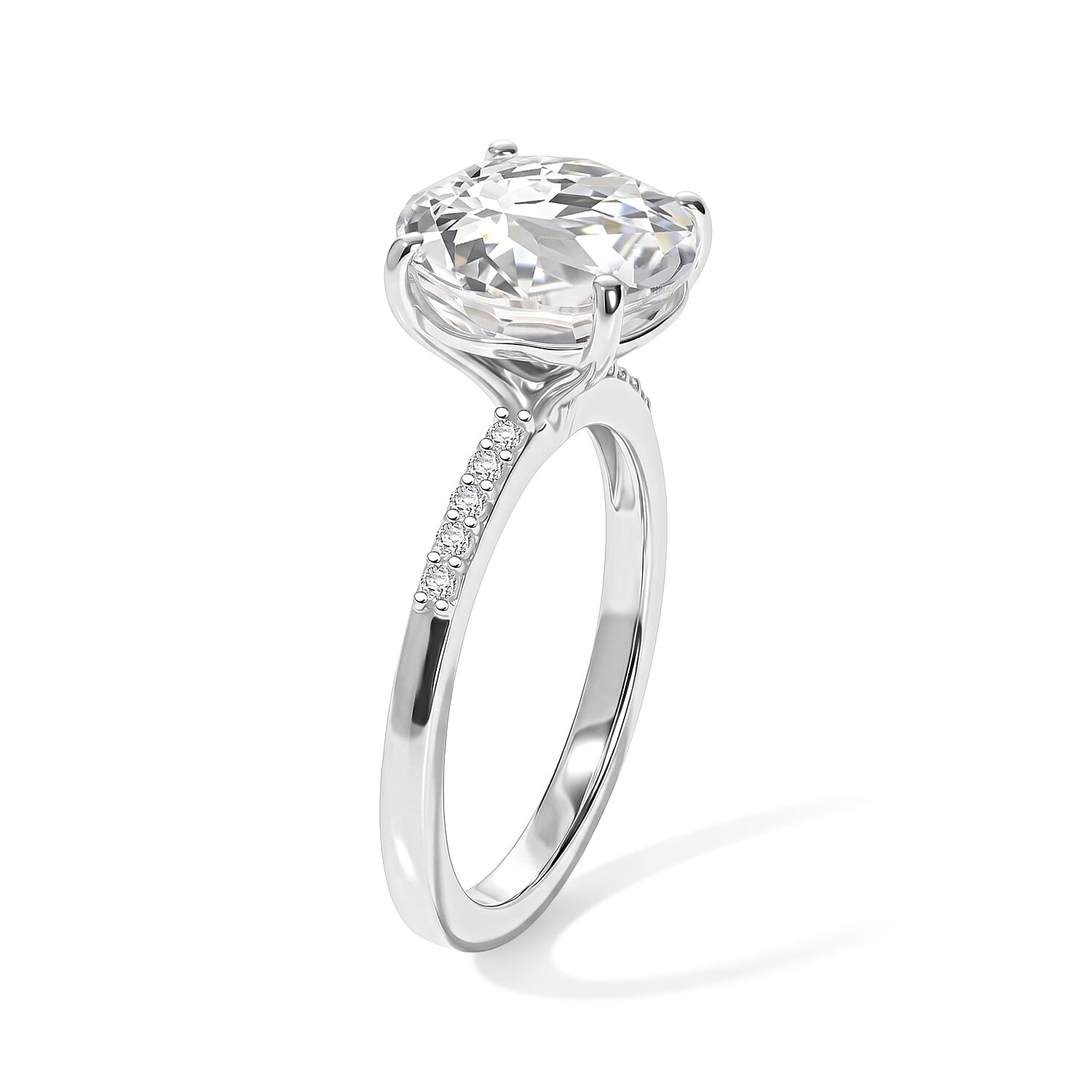 D'Joy White Topaz and White Zircon 4.35 ctw Ring in Rhodium Over Sterling Silver (Size 8.0)