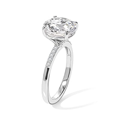 D'Joy White Topaz and White Zircon 4.35 ctw Ring in Rhodium Over Sterling Silver (Size 8.0)