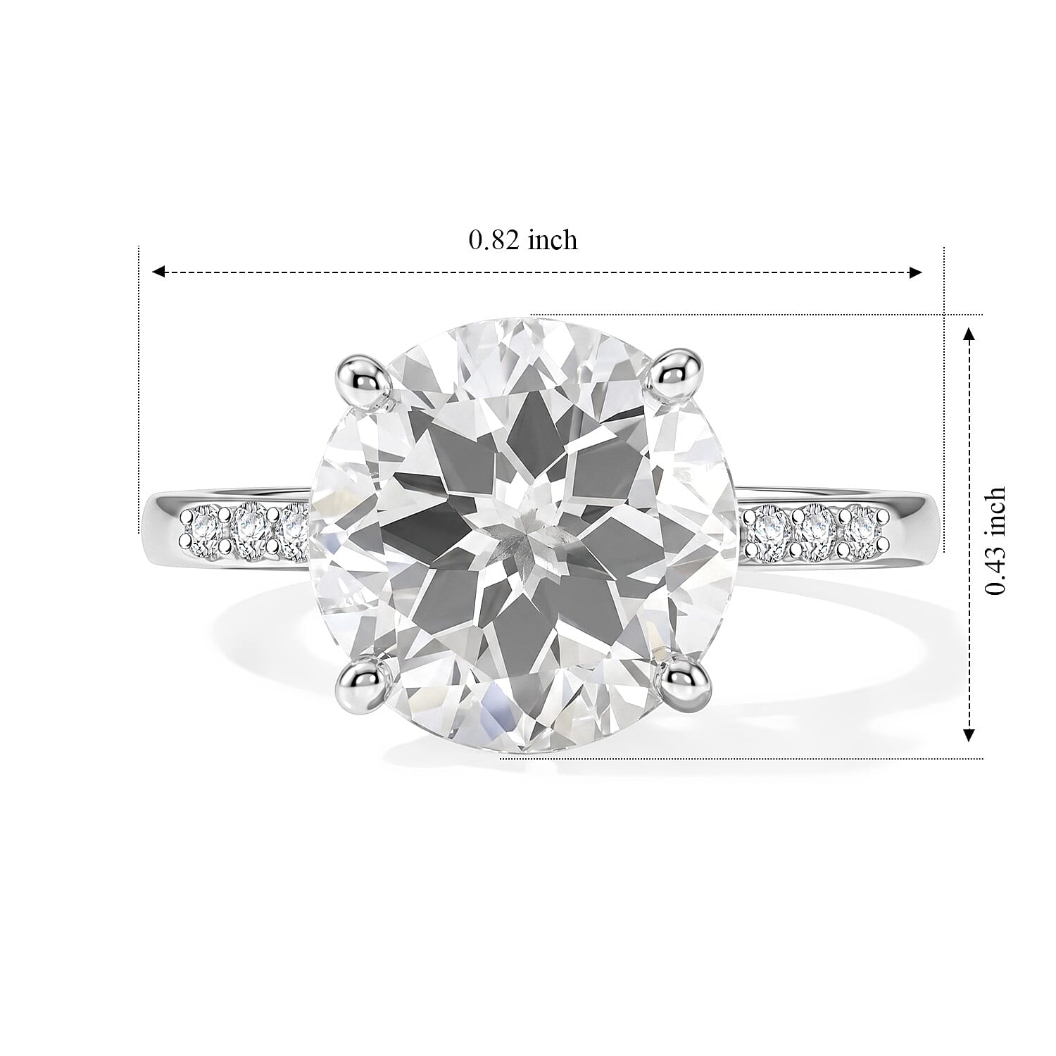 D'Joy White Topaz and White Zircon 4.35 ctw Ring in Rhodium Over Sterling Silver (Size 8.0)