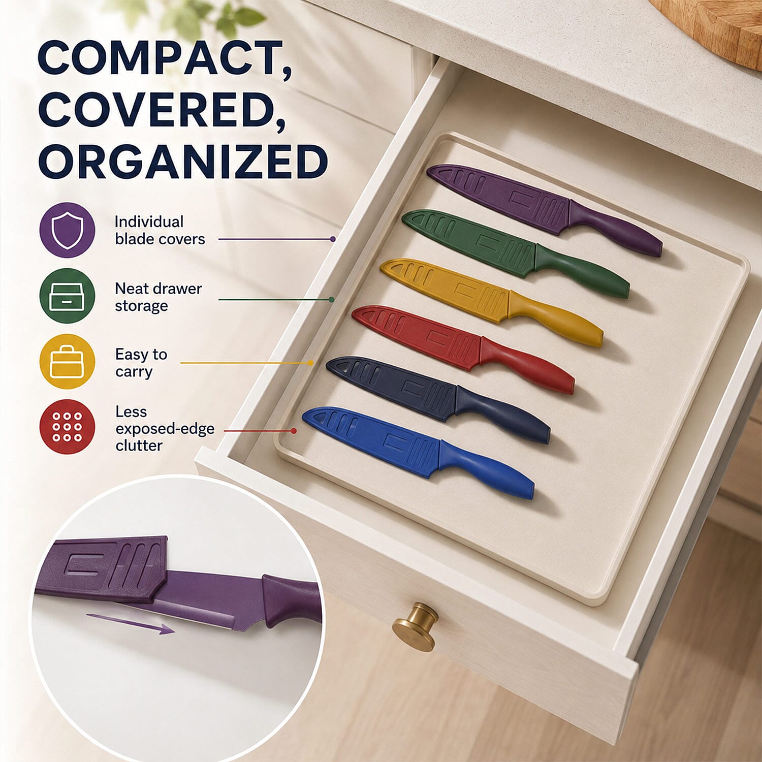 Livmore Multi Color Set of 12 Kitchen Knife