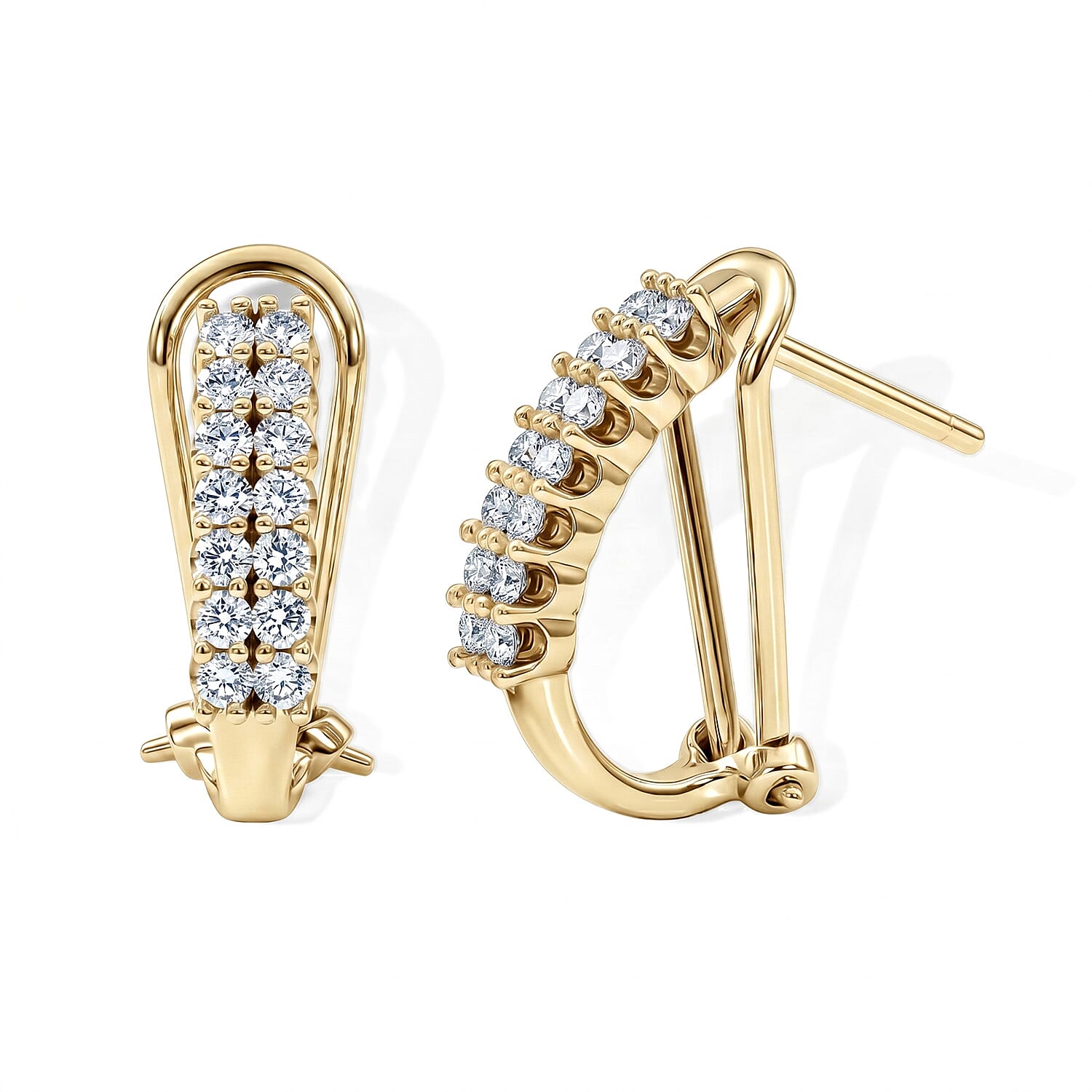 Luxuriant Lab Grown Diamond G-H SI 1.00 ctw Hoop Earrings in 18K Vermeil Yellow Gold Over Sterling Silver