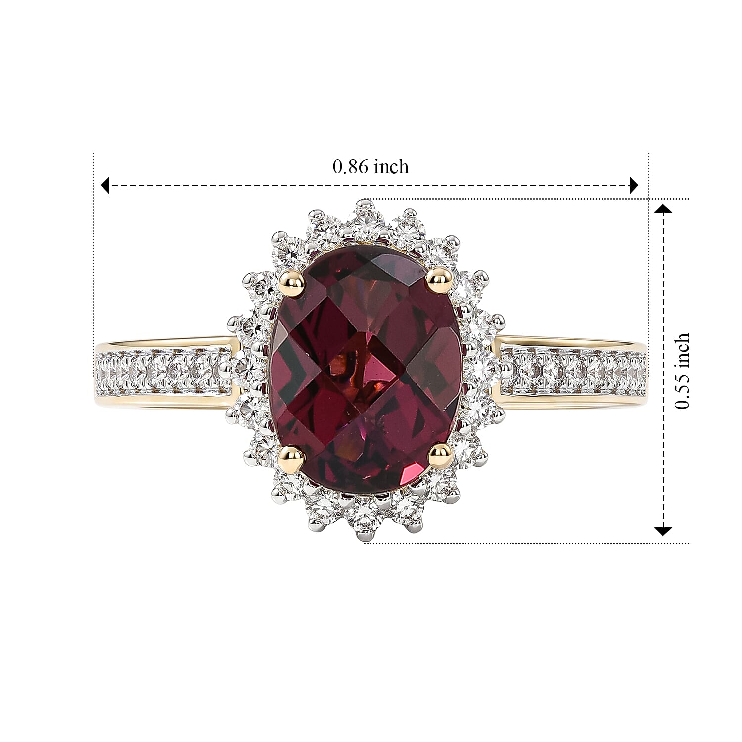 Certified and Appraised AAA Usambara Color Change Garnet and Luxuriant Lab Grown Diamond G-H SI 2.90 ctw Ring in 10K Yellow Gold (Size 5.0)
