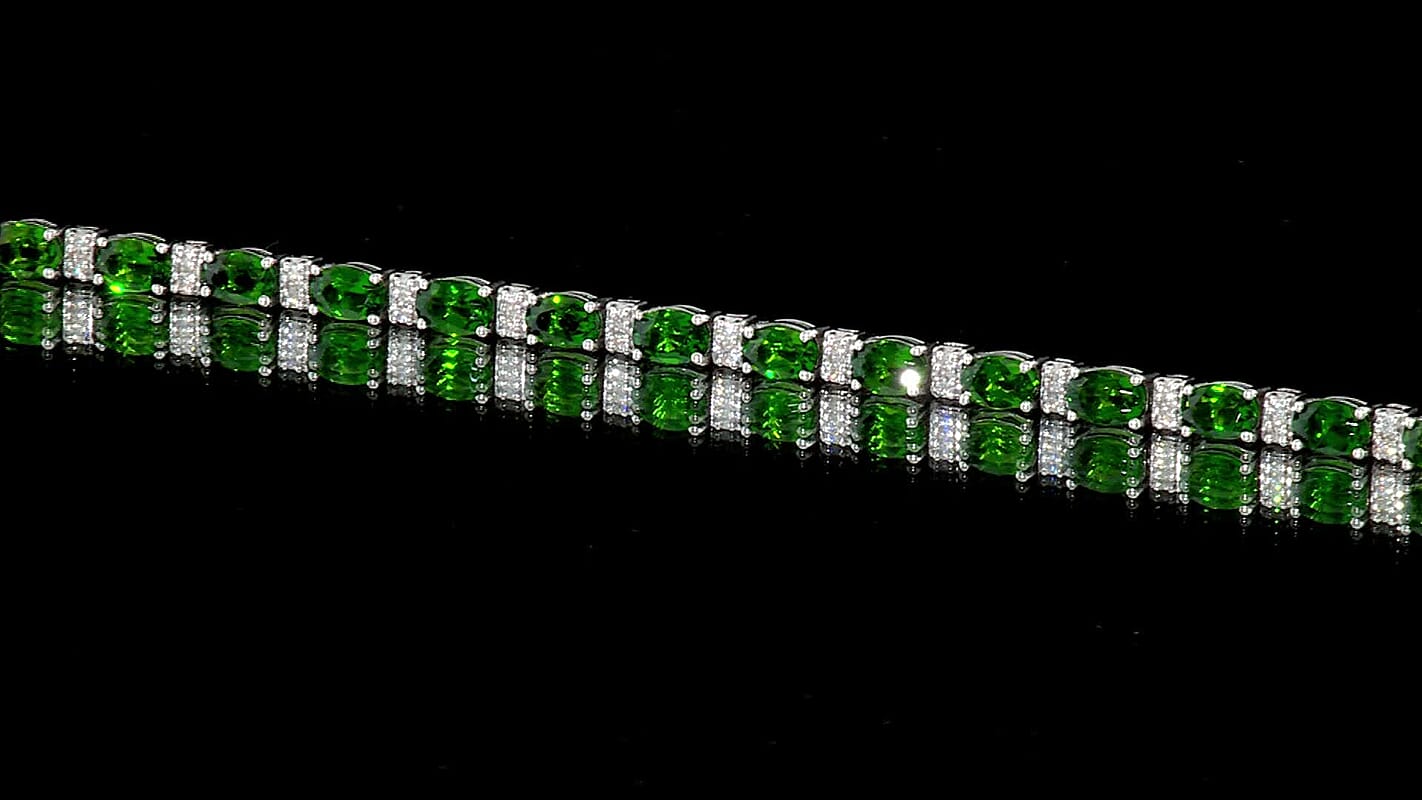 D''Joy Chrome Diopside and Moissanite 12.20 ctw Bracelet in Rhodium Over Sterling Silver (8.00 In)