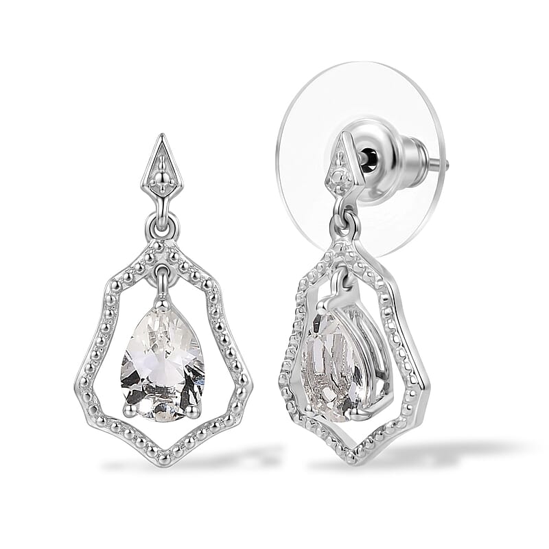 D'Joy Brazilian Petalite 1.10 ctw Stud Earrings in Rhodium Over Sterling Silver