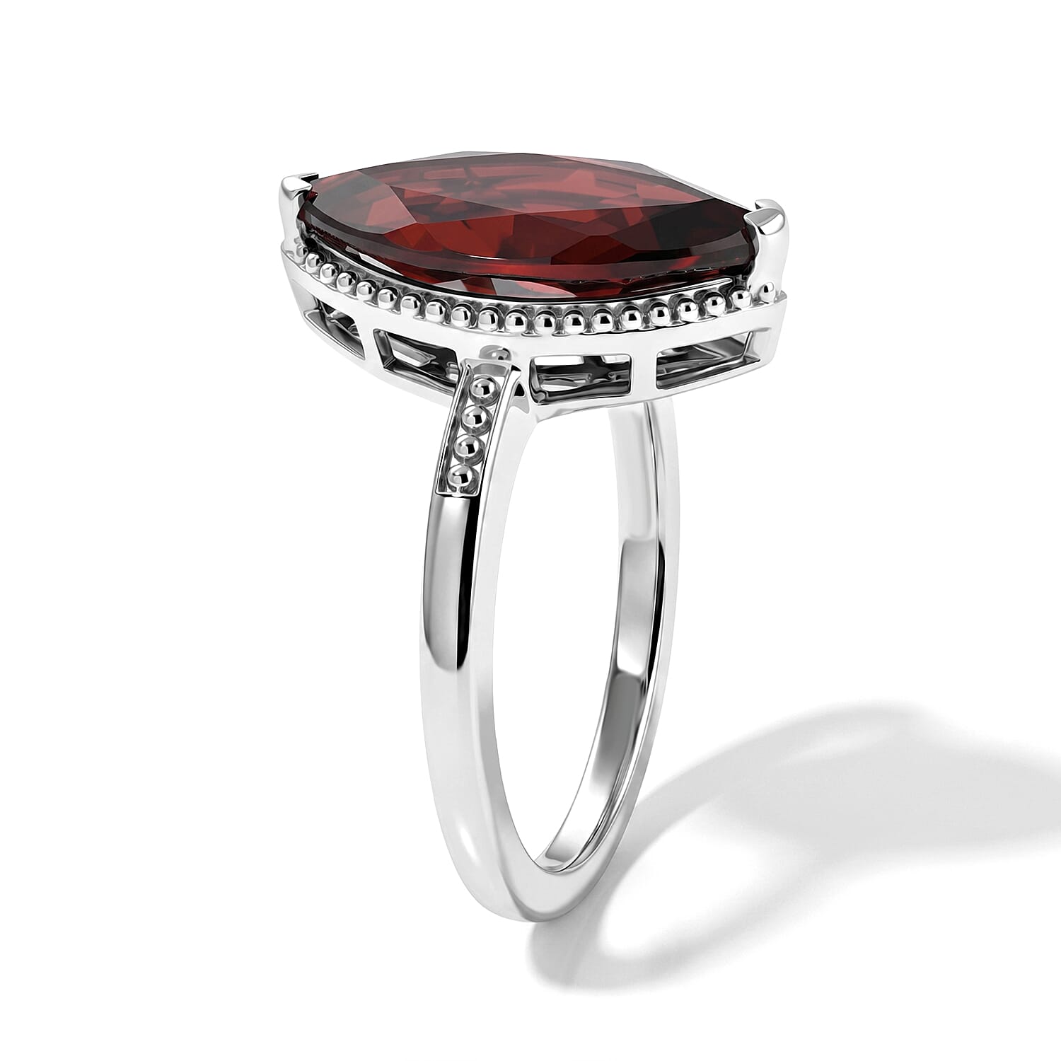 D'Joy Mozambique Garnet 3.65 ctw Ring in Rhodium Over Sterling Silver (Size 10.0)
