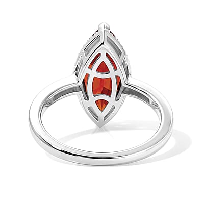D'Joy Mozambique Garnet 3.65 ctw Ring in Rhodium Over Sterling Silver (Size 10.0)