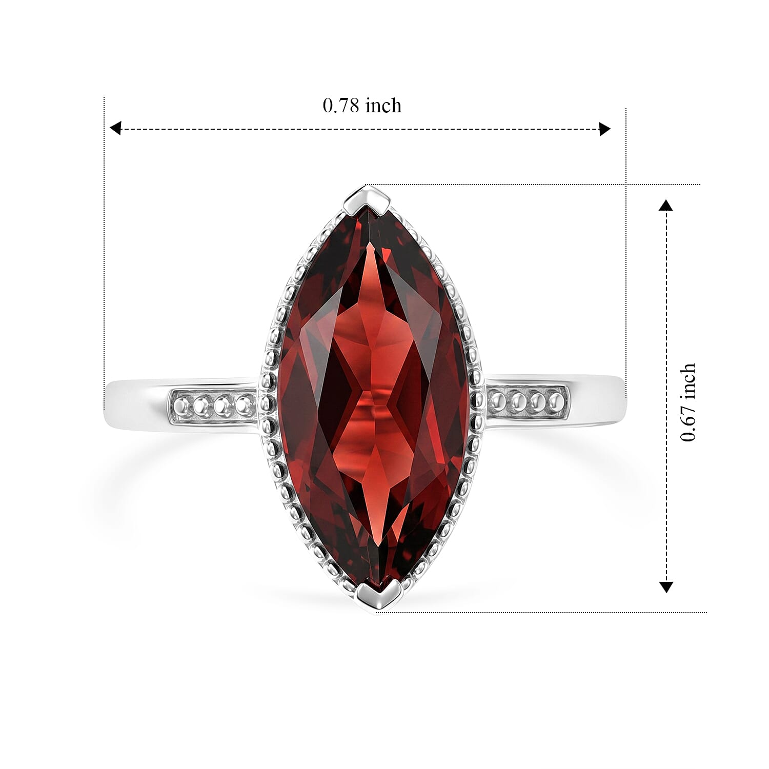 D'Joy Mozambique Garnet 3.65 ctw Ring in Rhodium Over Sterling Silver (Size 10.0)