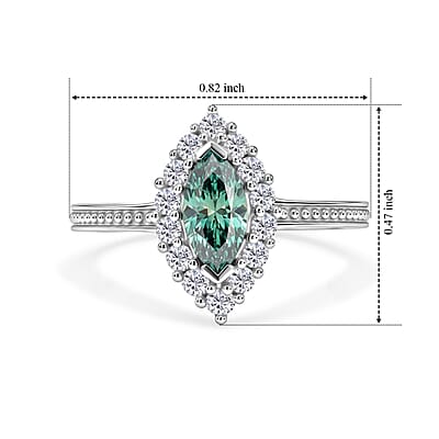 D'Joy Premium Socoto Emerald and White Zircon 1.00 ctw Ring in Rhodium Over Sterling Silver (Size 6.0)