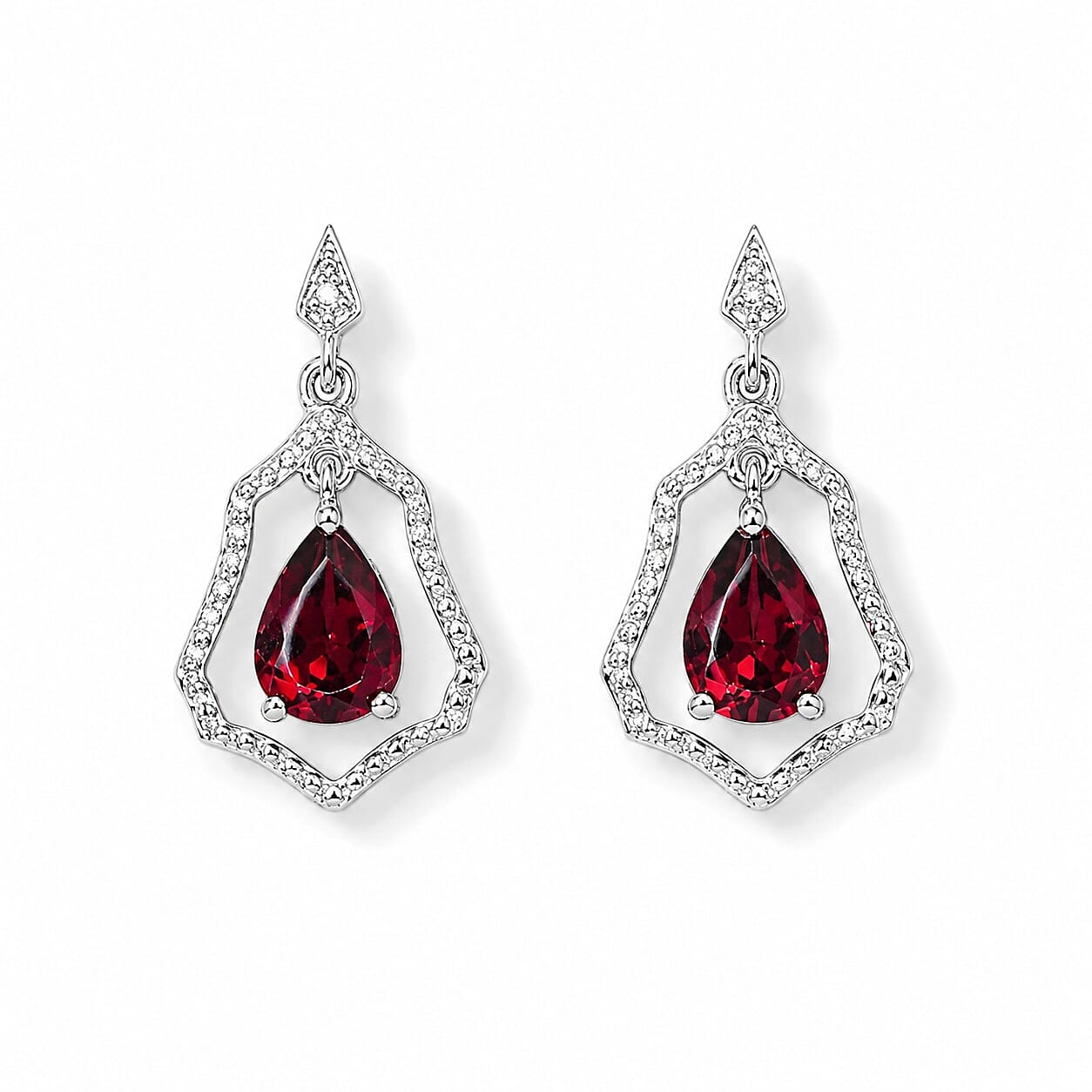 D'Joy Orissa Rhodolite Garnet 1.65 ctw Stud Earrings in Rhodium Over Sterling Silver