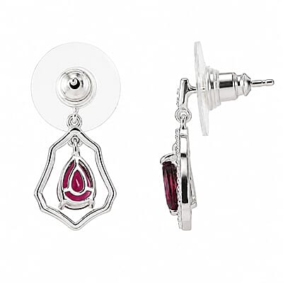 D'Joy Orissa Rhodolite Garnet 1.65 ctw Stud Earrings in Rhodium Over Sterling Silver