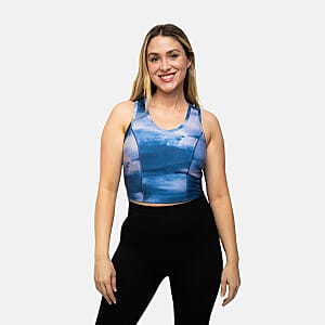 Closeout Jones Dark Denim Sports Bra with Mesh - M