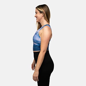 Closeout Jones Dark Denim Sports Bra with Mesh - S