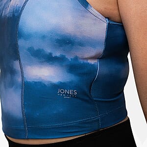 Closeout Jones Dark Denim Sports Bra with Mesh - XL