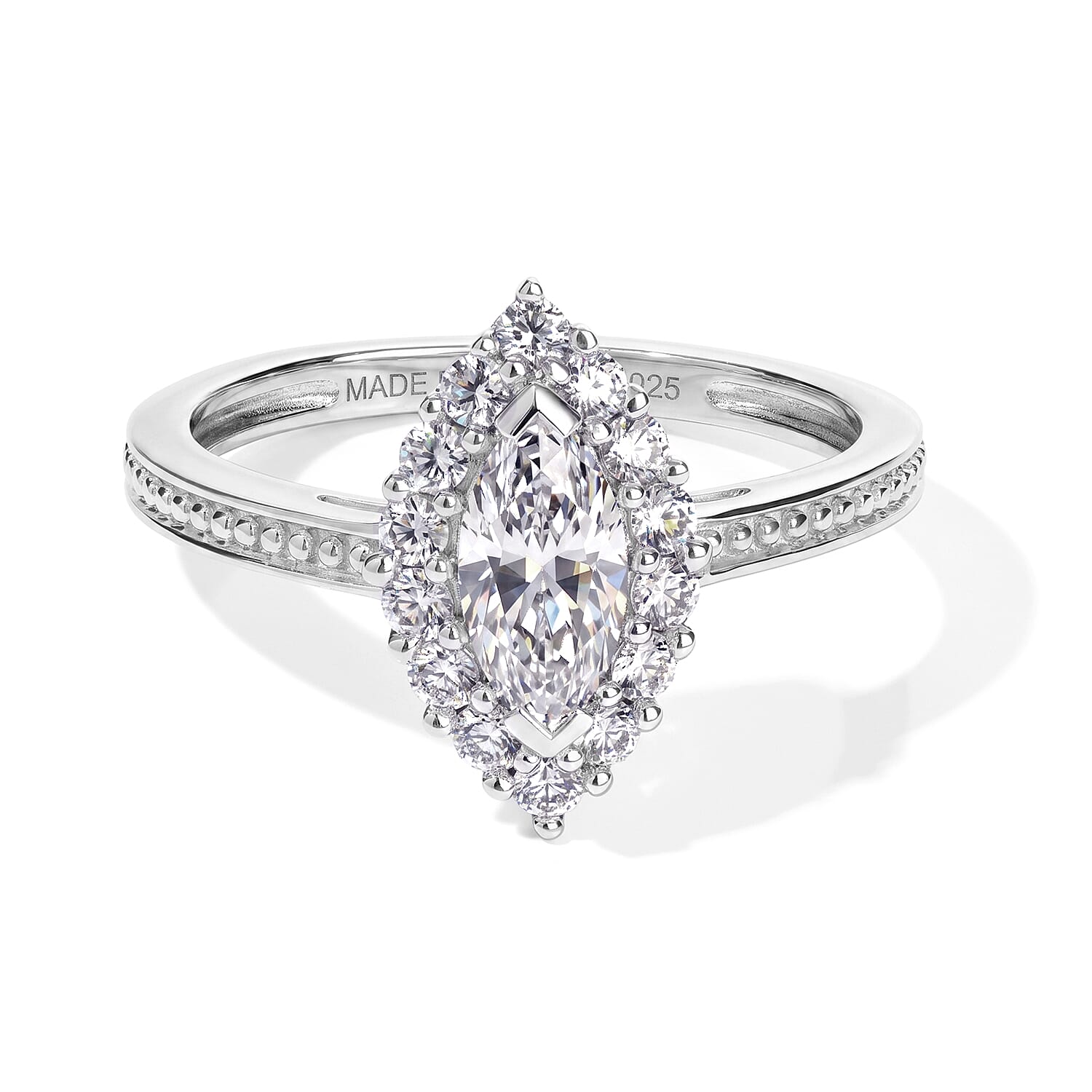 D'Joy Moissanite and White Zircon 1.00 ctw Ring in Rhodium Over Sterling Silver (Size 6.0)