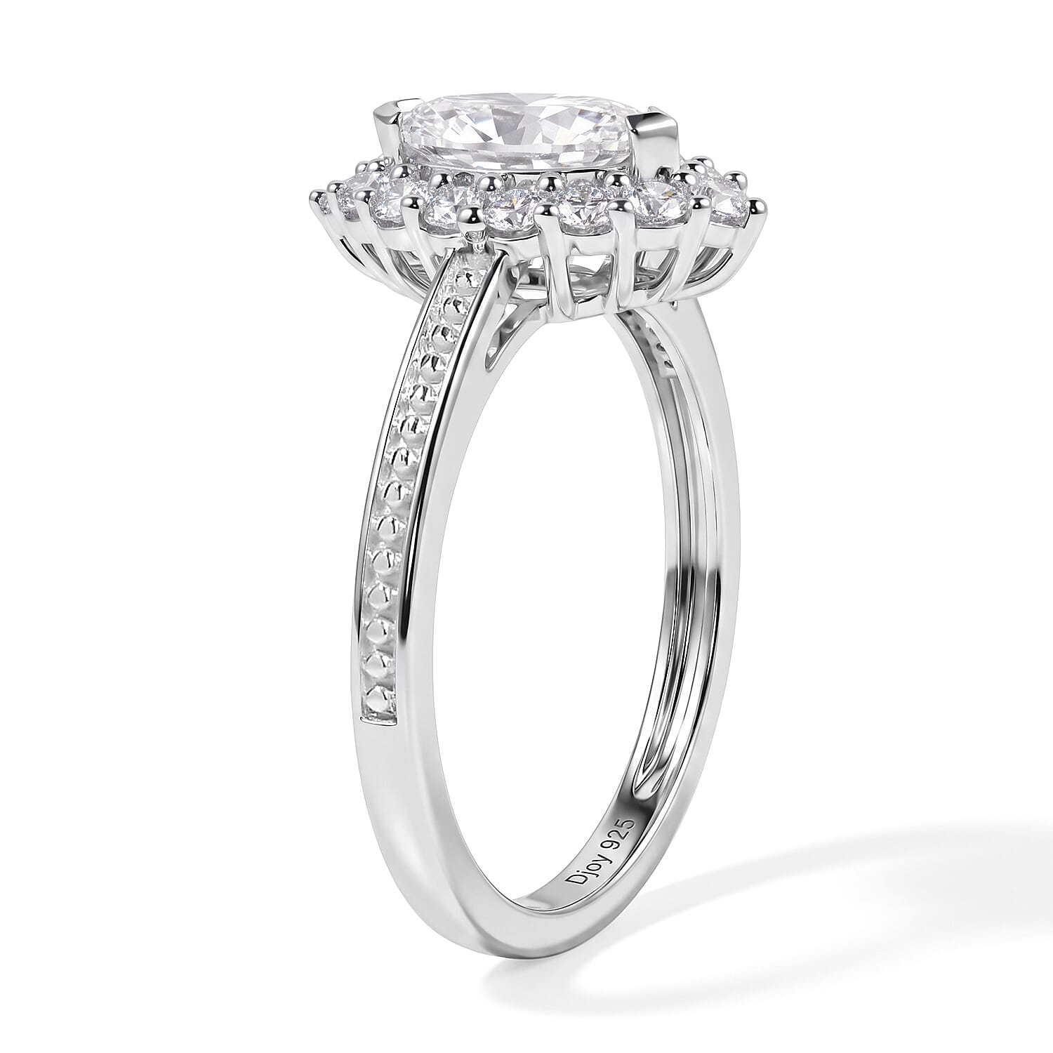 D'Joy Moissanite and White Zircon 1.00 ctw Ring in Rhodium Over Sterling Silver (Size 6.0)