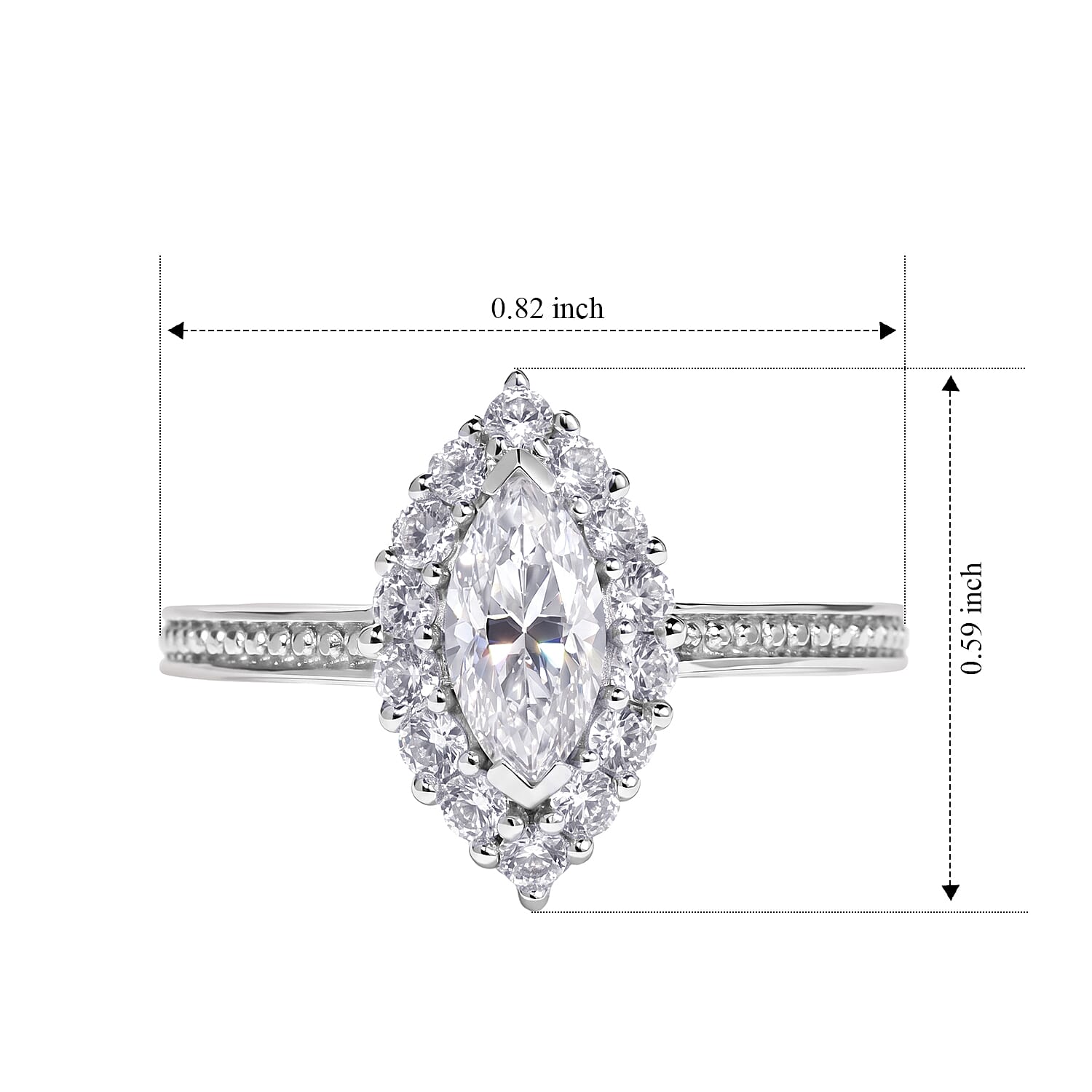 D'Joy Moissanite and White Zircon 1.00 ctw Ring in Rhodium Over Sterling Silver (Size 6.0)