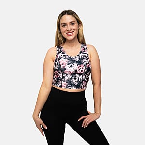 Closeout Jones Black and Pink Sports Bra with Mesh - M