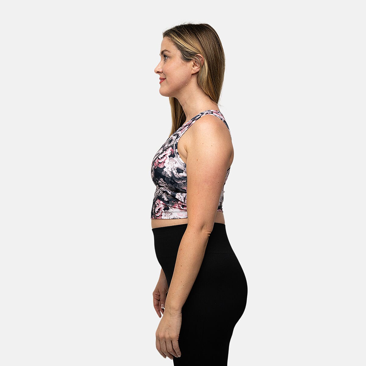 Closeout Jones Black and Pink Sports Bra with Mesh - M image number 2