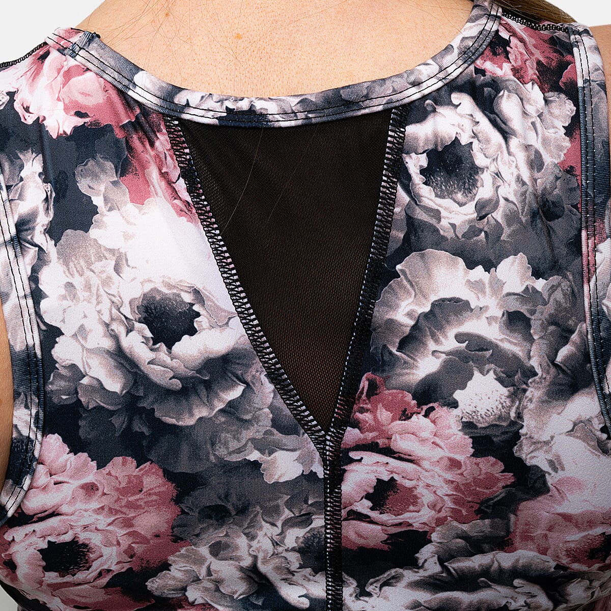 Closeout Jones Black and Pink Sports Bra with Mesh - XL image number 3