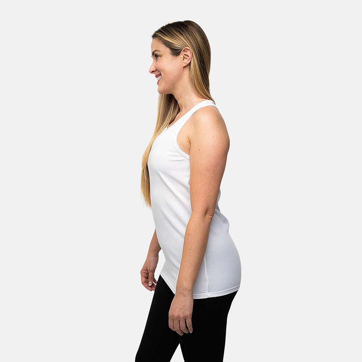 Closeout Nine West Jet Black and White Ribbed Tank- Pack of 2 - L
