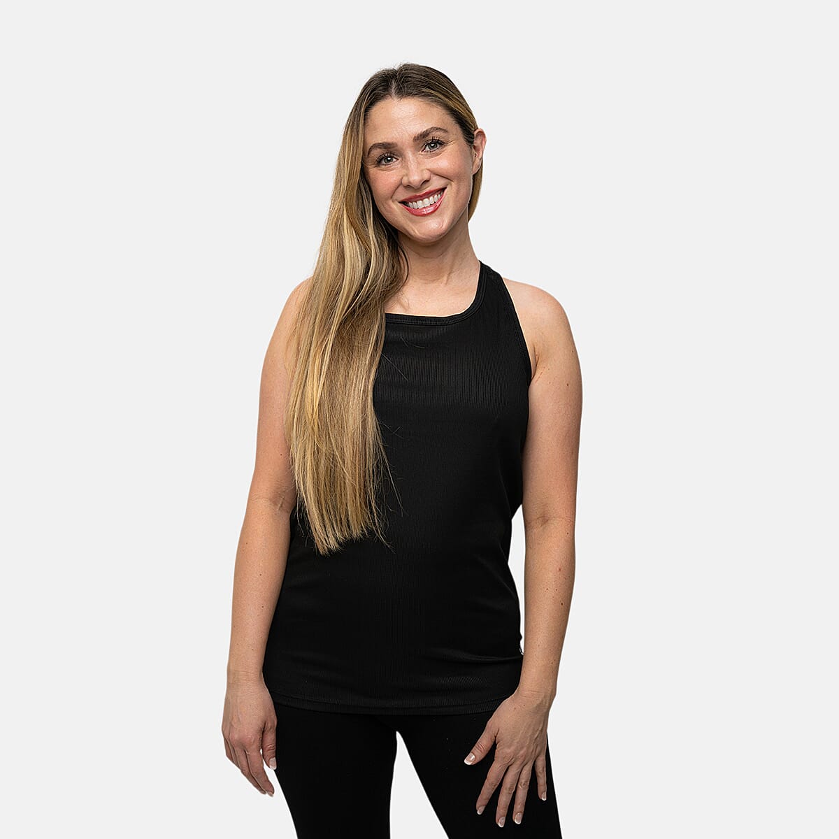 Closeout Nine West Jet Black and White Ribbed Tank- Pack of 2 - L