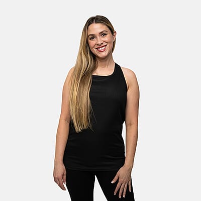 Closeout Nine West Jet Black and White Ribbed Tank- Pack of 2 - L